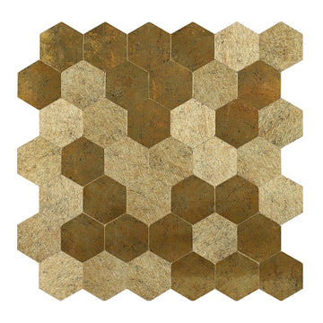 Pack of 4, Large Luxe Gold HexaStyle Aluminum Peel & Stick Tile (Pack of 4) Size: 290 x 288 x 4 mm