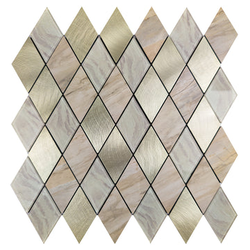 Rose Gold Slate Diamond Pattern Peel & Stick Aluminum Tile (Pack of 4) Size:295 x 295 x 4.5 mm
