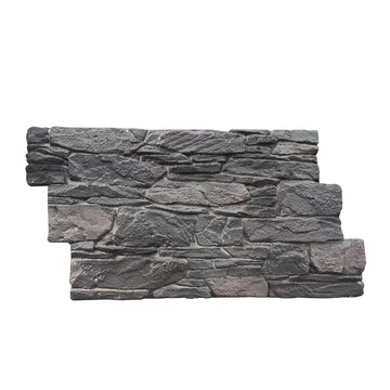 Rustic Stacked Slate PU Wall Panel Charcoal Finish (Pack of 2) Size:1200 x 600 mm