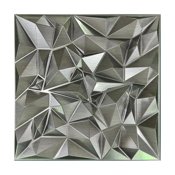 3D PVC Wall Panel, Faceted Diamond Design, Silver, Size: 500x500x1mm (Pack of 4)