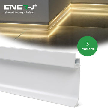 LED Skirting Aluminium Profile, White housing, Length: 3 Meters