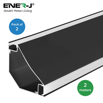 Gypsum LED Cove Light 45 Degree Corner Aluminum Profile- Black, 2 Meters