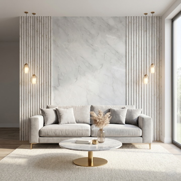 Budget Marble Duo Feature Wall — Living Room