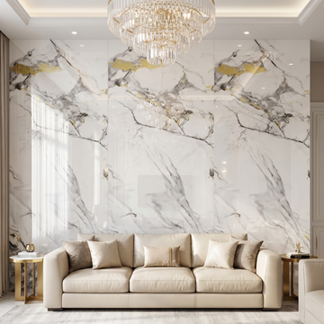 Luxury Marble Full Wall — Living Room