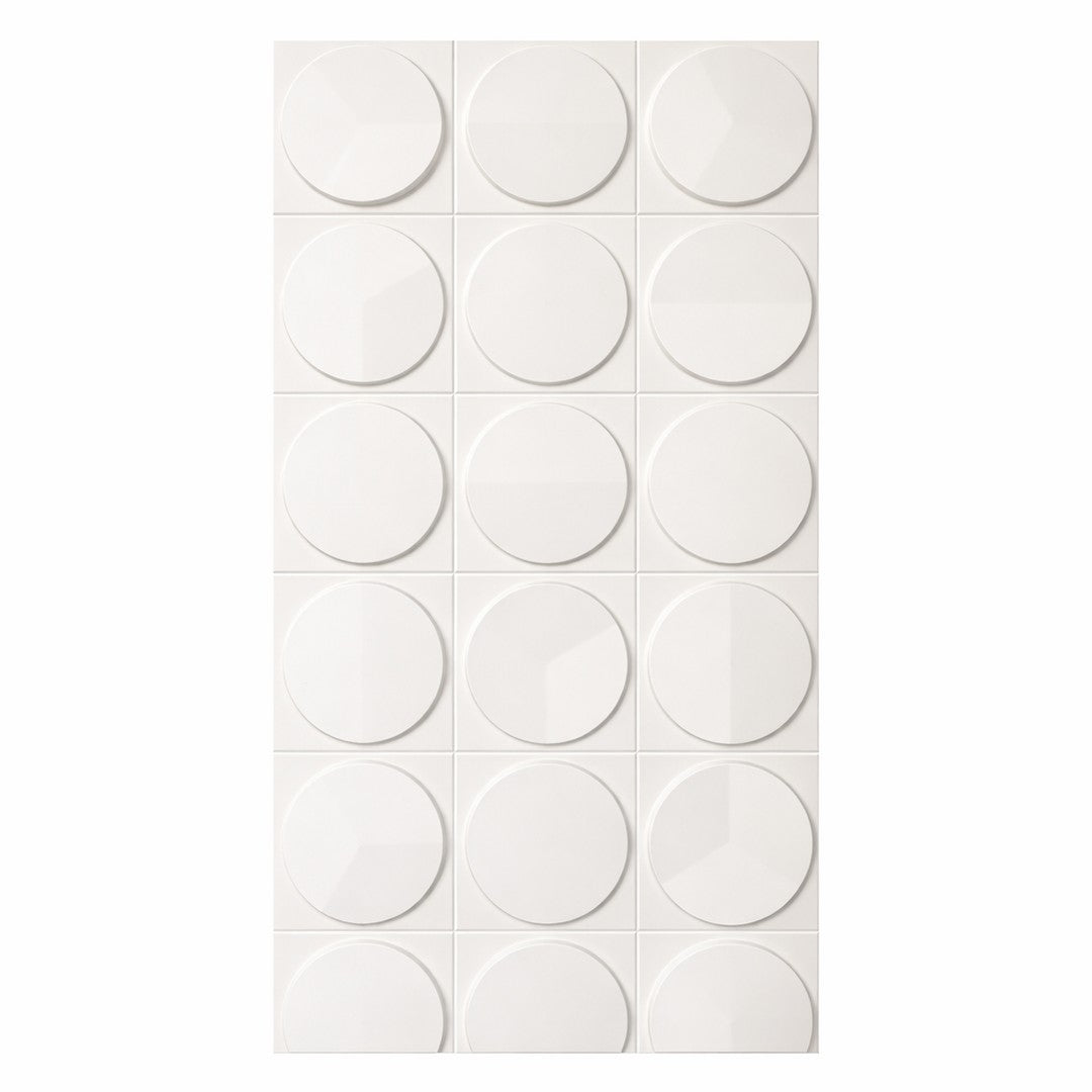 Hard PU Wall Panel – 3D Circular Geometry – Jade White Size: 1200 x 600 x 25 mm Pack of 2