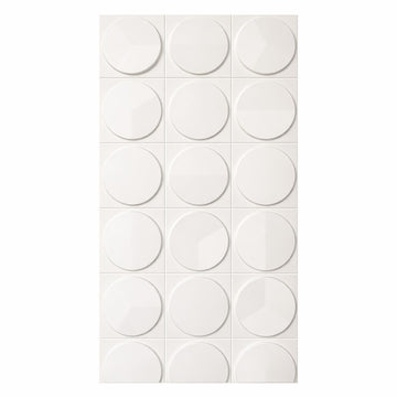 Hard PU Wall Panel – 3D Circular Geometry – Jade White Size: 1200 x 600 x 25 mm Pack of 2