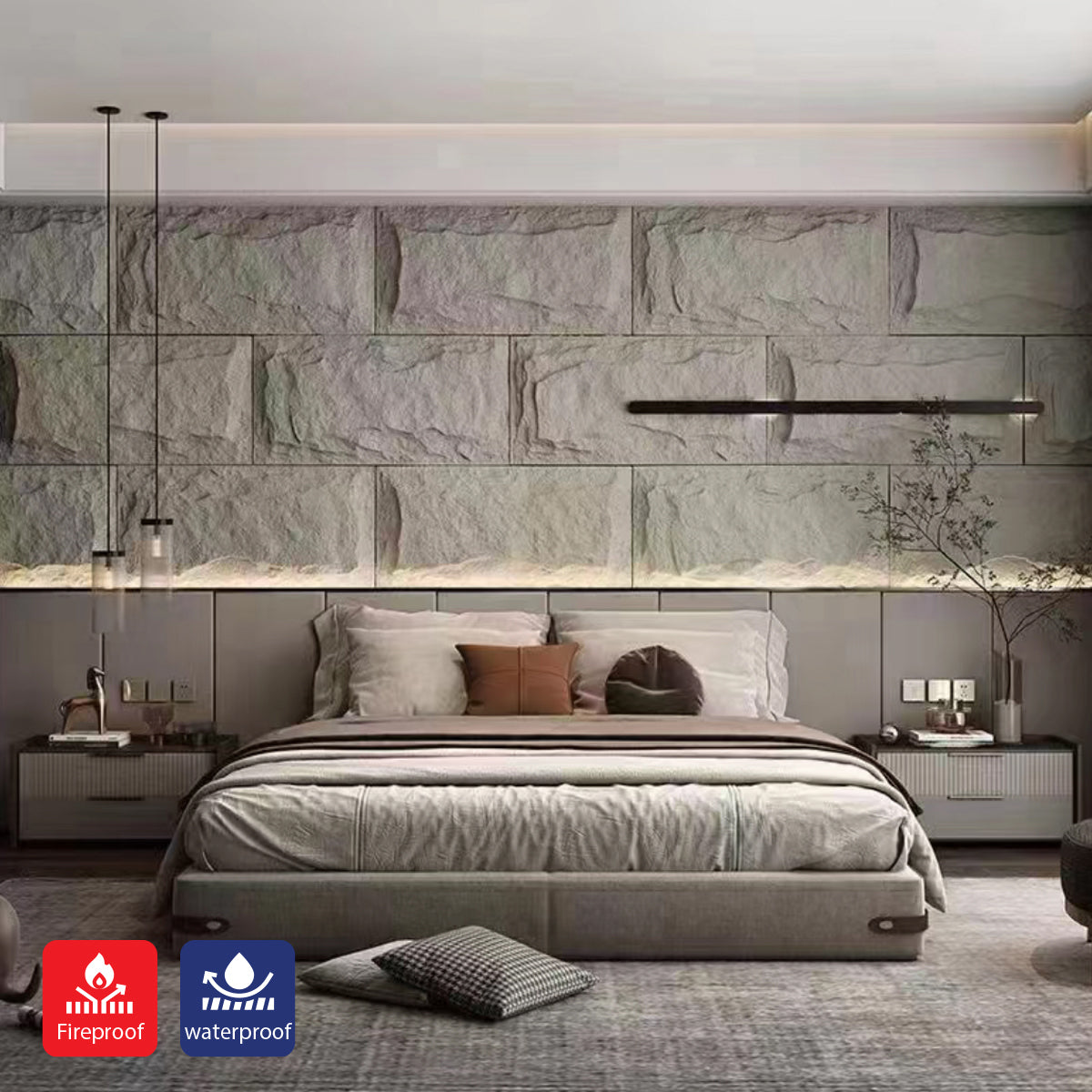 Gray Slate Rock Hard PU Wall Panel – 1200 x 600 mm, 30mm Thickness | Premium 3D Slate Effect | Lightweight & Easy Installation | Indoor & Outdoor Use - Pack of 2