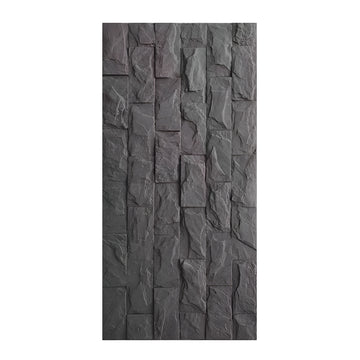 Charcoal Stacked Stone PU Wall Panel – 1200 x 600 mm | 3D Textured Stone Effect | Lightweight Decorative Wall Panel | Easy Installation - Pack of 2