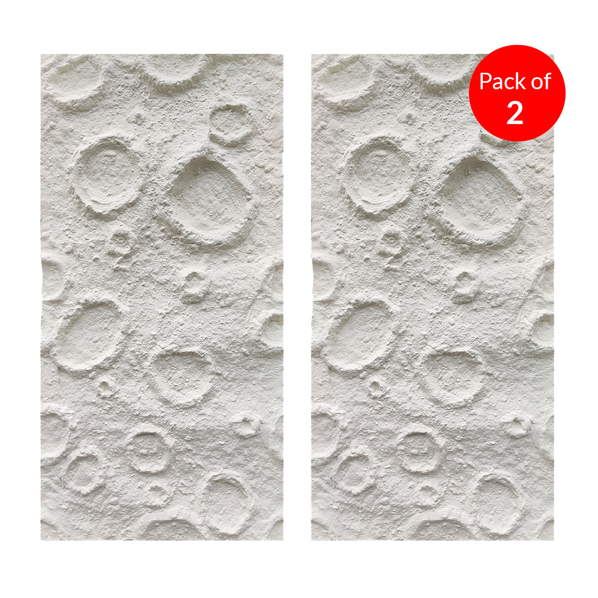 Britwall Moon Crater PU Wall Panel – White Textured 3D Finish | 1200 x 600 mm | Lightweight Decorative Panel | Modern Minimalist Wall Design - Pack of 2
