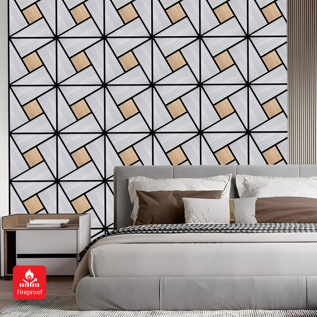 Geometric Acoustic Wall Panel - PET + MDF | 610 x 610 x 17 mm | Modern Soundproof Design Pack of 2
