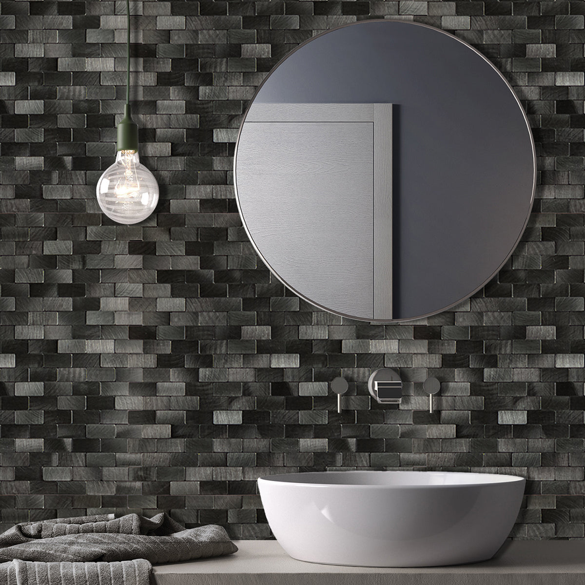 Pack of 4 Urban Alloy Pattern Peel & Stick Aluminum Tile Size:300 x 300 x 4 mm