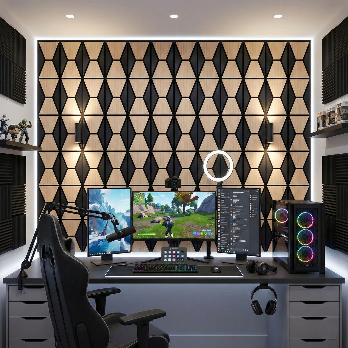 Geometric Harmony Acoustic Panel - PET + MDF | 610 x 610 x 17 mm | Stylish Soundproofing Solution Pack of 4