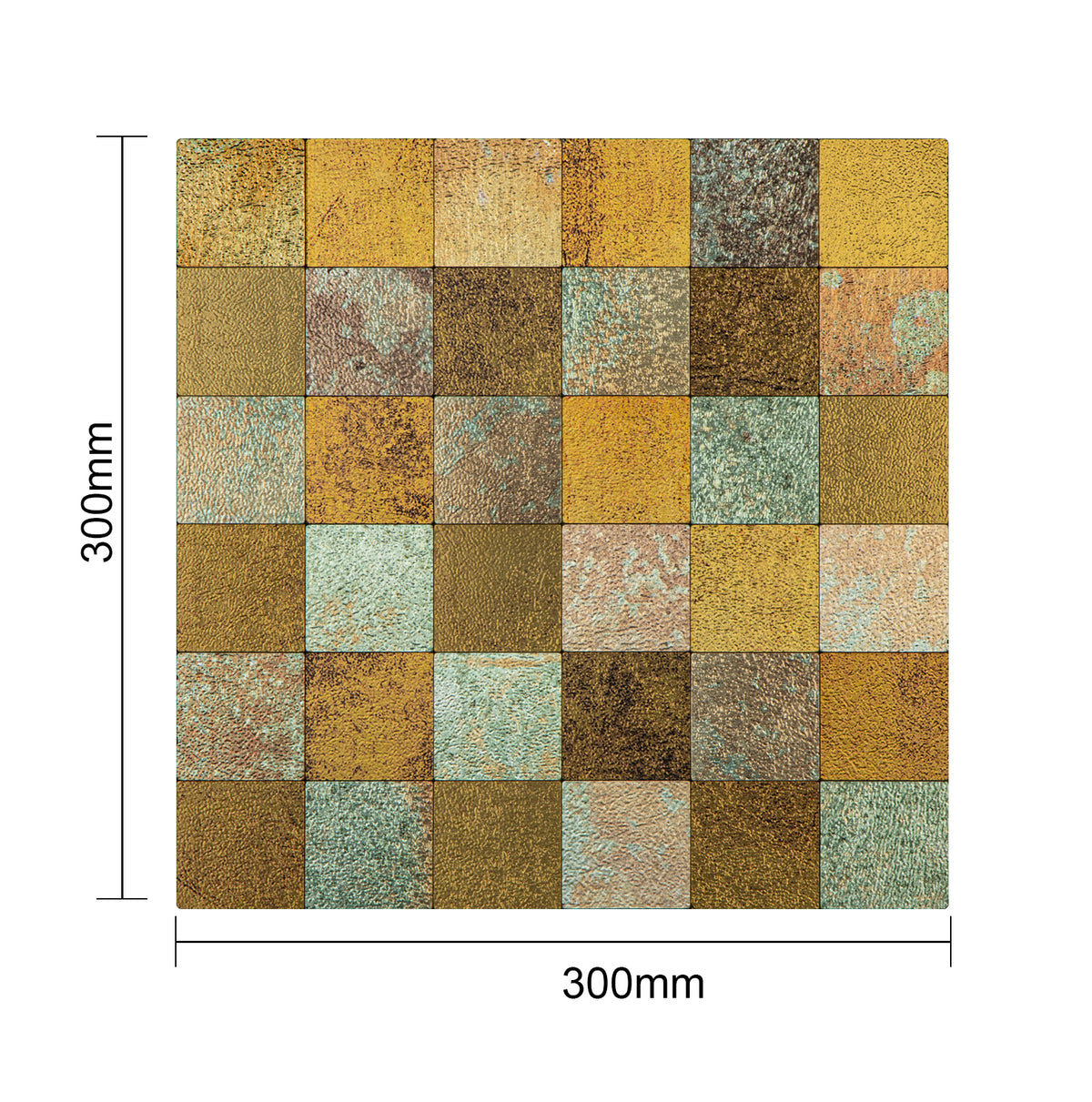 Pack of 4 Square Multi-Shade Bronze Peel & Stick Aluminum Mosaic Tile Size: 305 × 305 × 3.5 mm