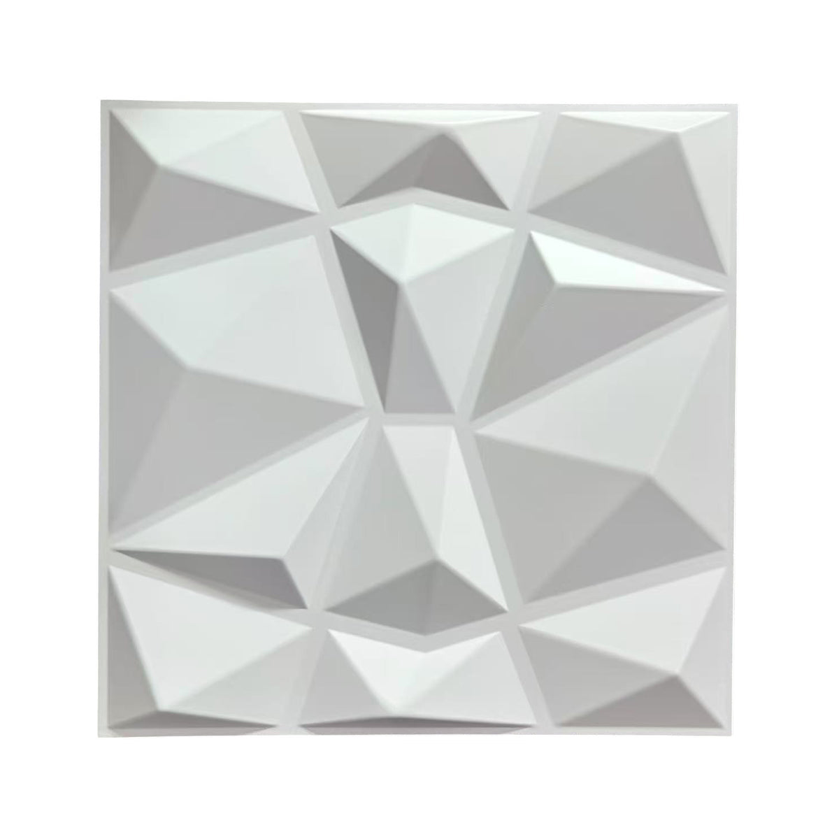Pack of 4, 3D PVC Wall Panel – Faceted Diamond Design | White | 500 x 500 mm | Waterproof & Lightweight
