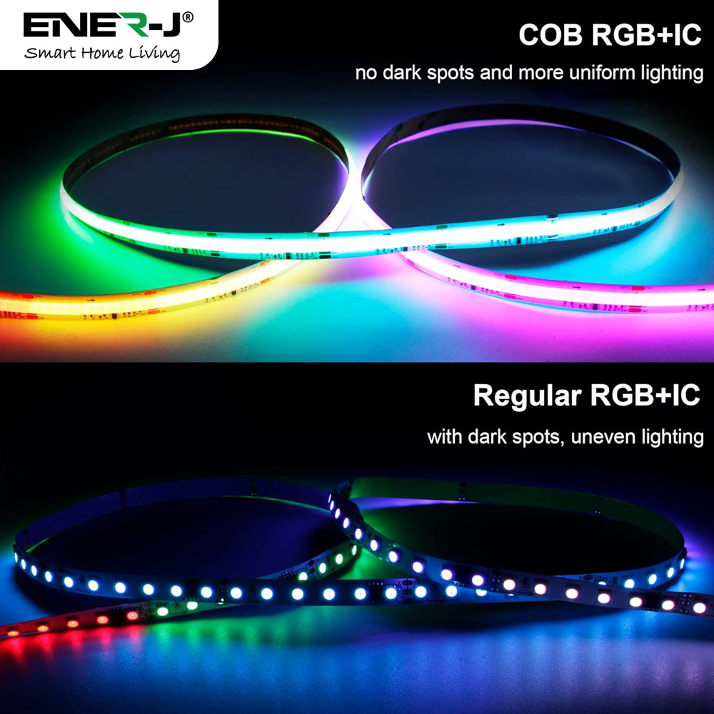 Ener-J Smart RGB COB LED Strip Light Kit 5m 24V 576 LEDs WiFi Dimmable UK Plug
