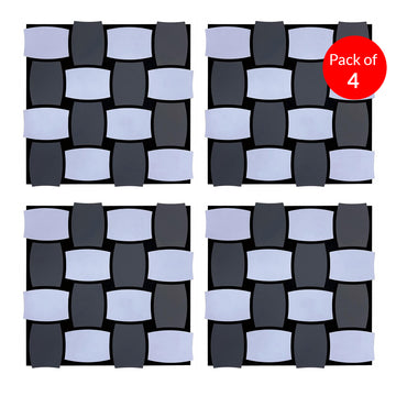 Modern 3D Checkerboard Acoustic Wall Panel - Black & Grey | PET + MDF | 610 x 610 mm - Pack of 4