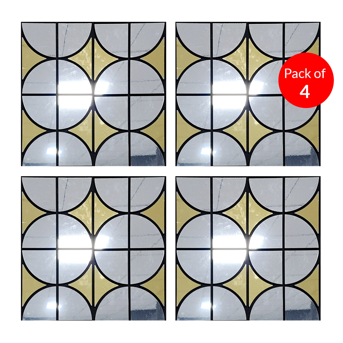 Decorative Acoustic Wall Panel – Modern Grid Glass Design | PET + MDF | 610 x 610 x 17 mm-Pack of 4