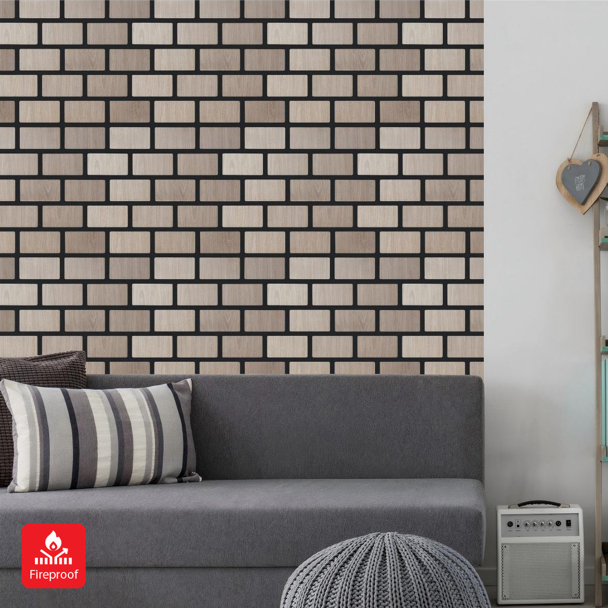 Brick Pattern Acoustic Wall Panel - PET + MDF | 610 x 690 x 17 mm - Pack of 4