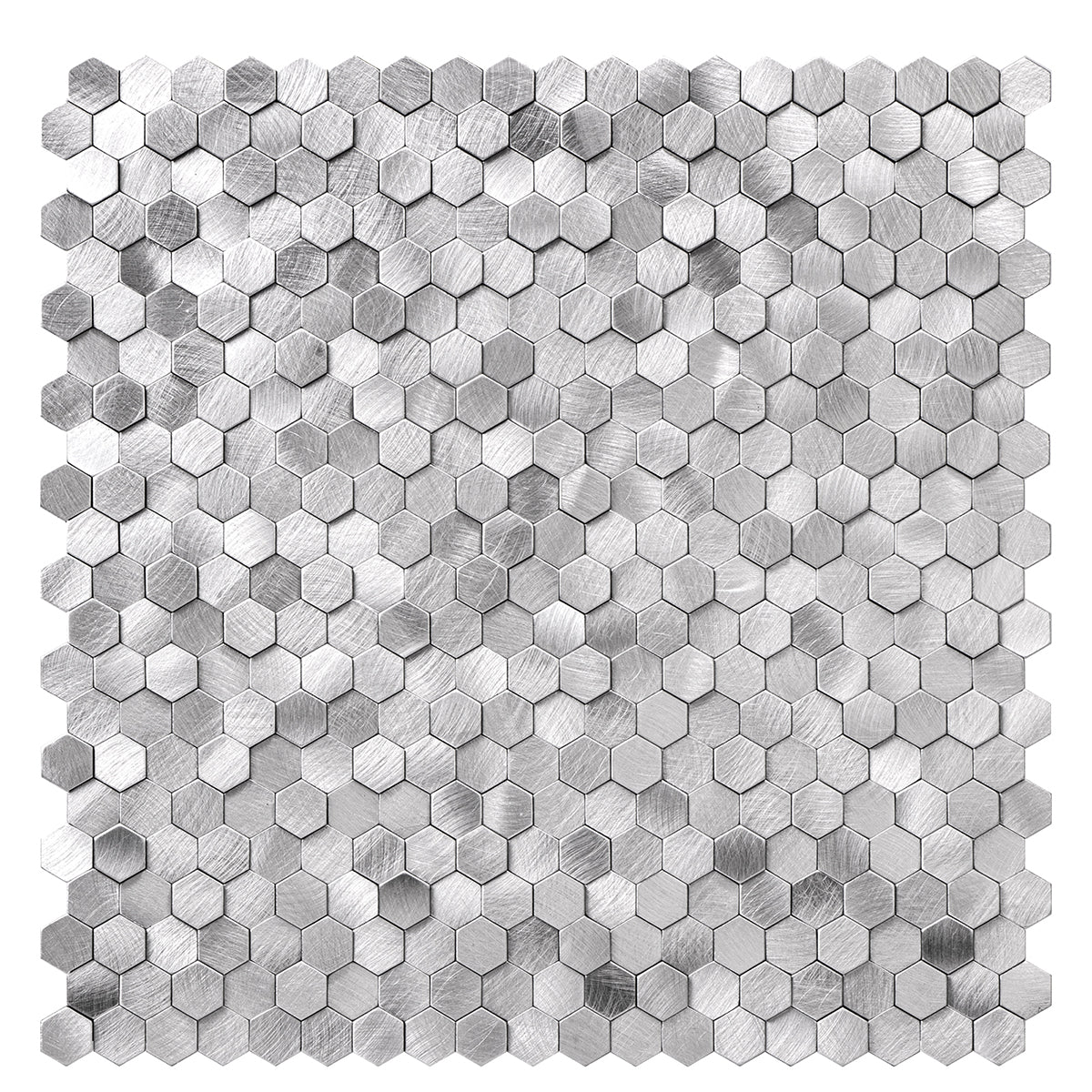 Pack of 4, HexaGloss Aluminum Peel & Stick Tile Size:305.9 x 306.8 x 4 mm