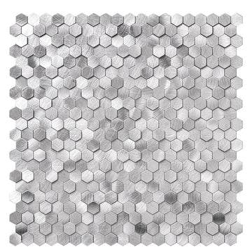 Pack of 4, HexaGloss Aluminum Peel & Stick Tile Size:305.9 x 306.8 x 4 mm