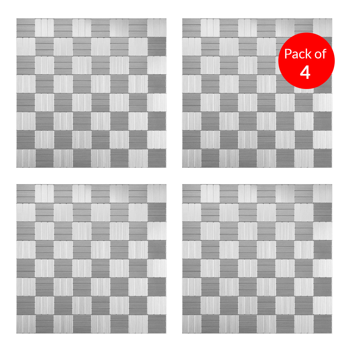 Pack of 4 Linear Glow Peel & Stick Aluminum Tile Size:300 x 300 x 4 mm