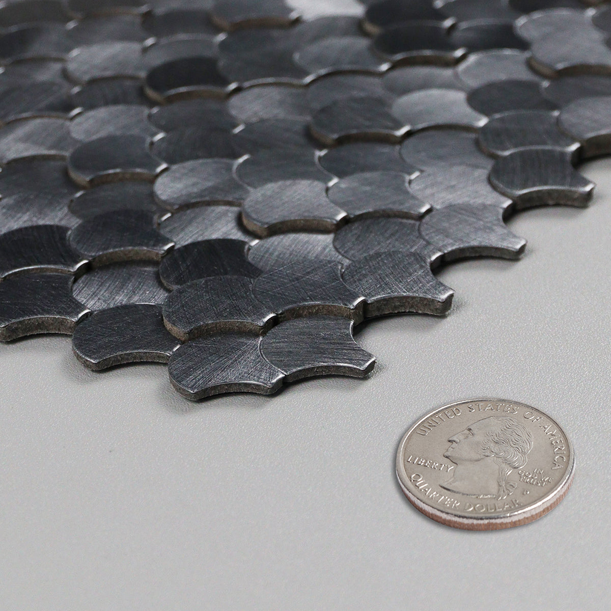Pack of 4, Reflective Scallop-Pattern Peel & Stick Aluminum Tile Size:295 x 300 x 4 mm