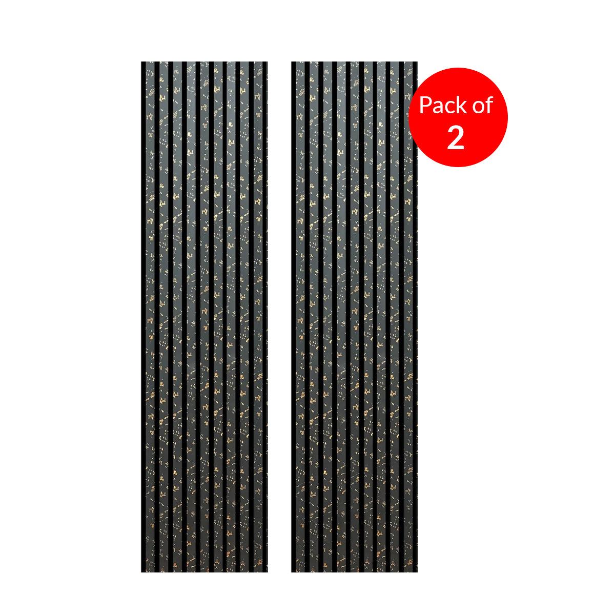 BRITWALL Linear Acoustic Wall Panel – Black Gold Dot Design – 2400 × 600 × 21mm Pack of 2