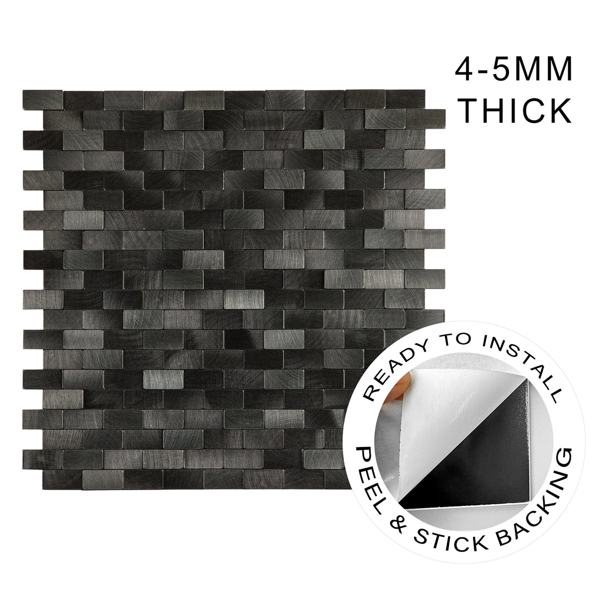 Pack of 4 Urban Alloy Pattern Peel & Stick Aluminum Tile Size:300 x 300 x 4 mm
