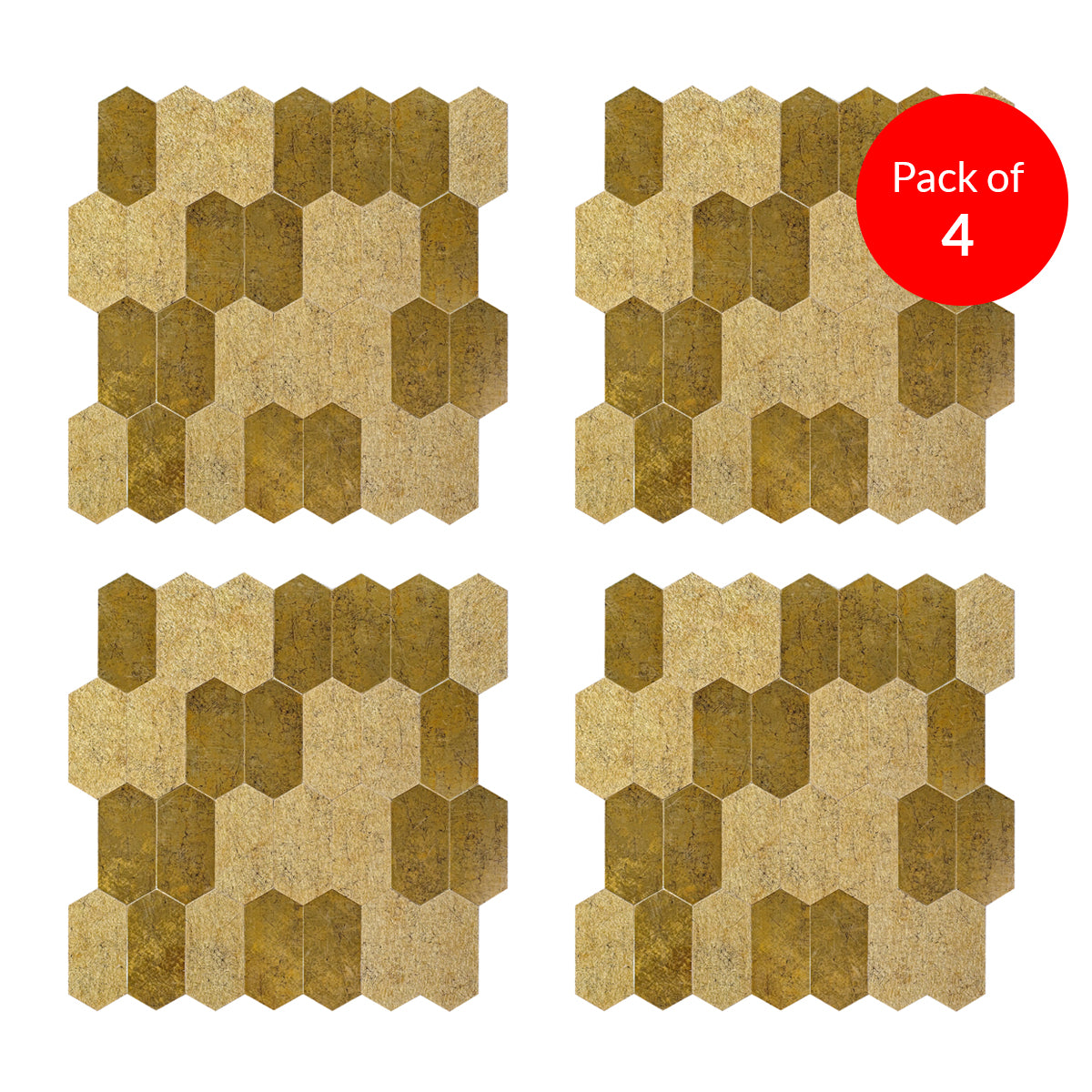 Pack of 4 Linear Glow Peel & Stick Aluminum Tile Size:300 x 300 x 4 mm