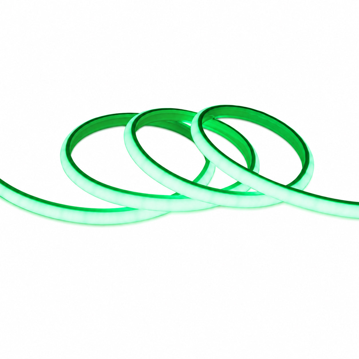 10M FCOB Neon Rope Light Kit, 10W/M, 800Lm/M, Green with 1 power cord, 5 Holders and 2 end caps