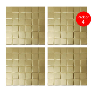 Pack of 4, Elegant 3D PU Leather Wall Panels – Square Pattern | 600 x 600 mm | 10mm Thickness | Luxurious & Soundproof