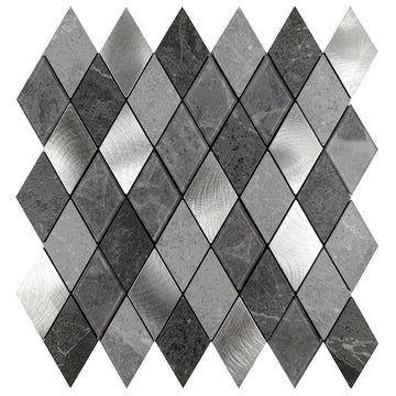 Pack of 4 Silver Slate Diamond Pattern Peel & Stick Aluminum Tile Size:295 x 295 x 4.5 mm