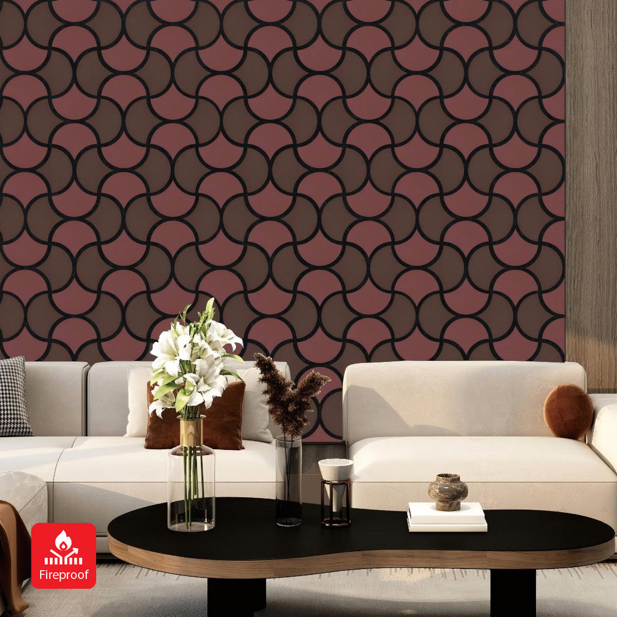 Wave Arc Design Acoustic Wall Panel - Soundproof PET + MDF | 600 x 600mm - Pack of 4