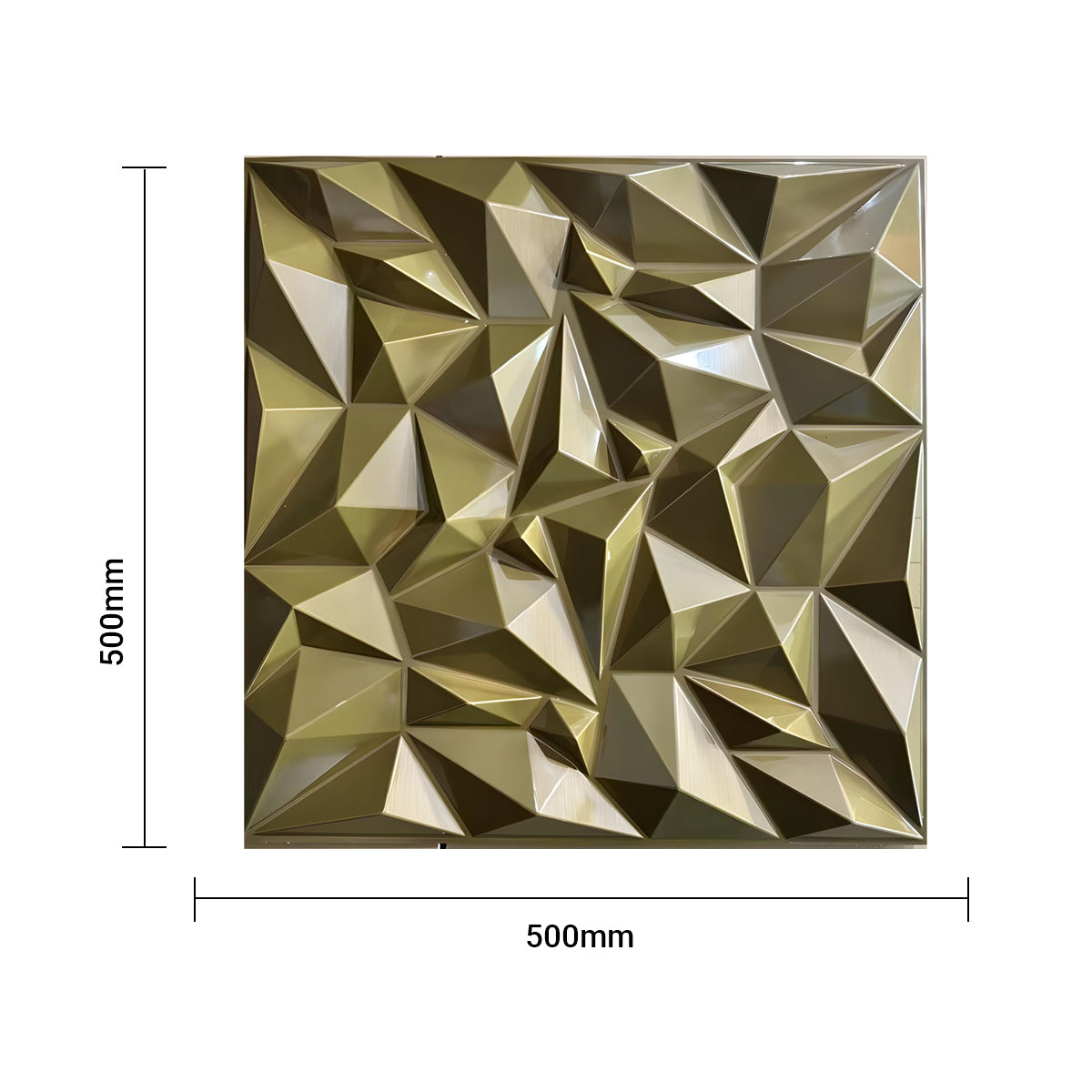 Pack of 4, 3D PVC Wall Panel – Faceted Diamond Design | Gold | 500 x 500 mm | Waterproof & Lightweight