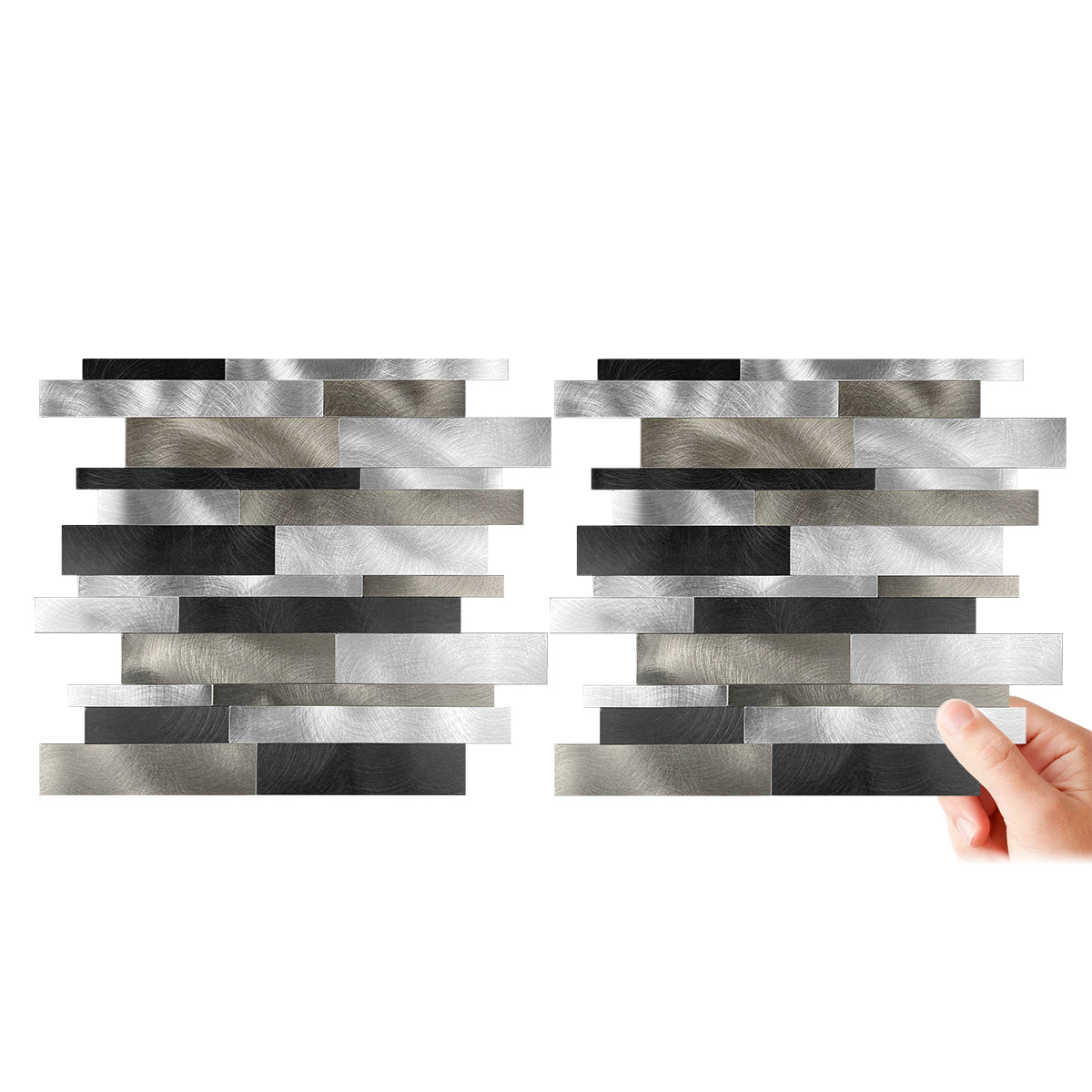 Pack of 4 Sleek Metallic Layers Peel & Stick Aluminum Tile Size:303 x 297 x 4 mm