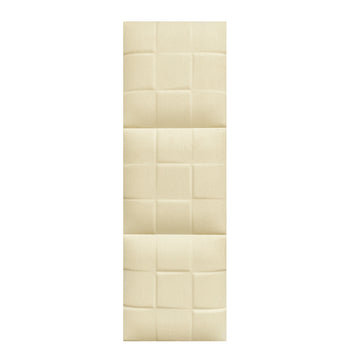 Britwall SoftPad self adhesive upholstered headboard wall panel in Champagne Beige, pack of 4, installed above bed