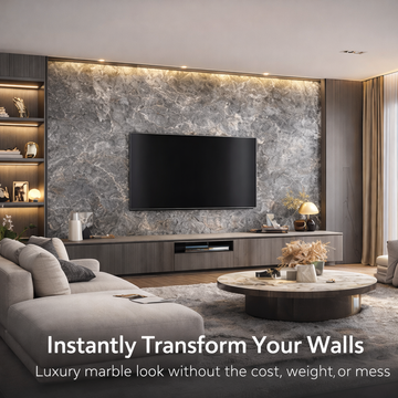 Pack of 2, BRITWALL Charcoal-Toned Flexible Marble Wall Panel Sheet | Soft PU Stone | 1200 x 600 mm | Ultra Lightweight, Waterproof, Heat & Scratch Resistant | DIY Friendly Decorative Wall Cladding