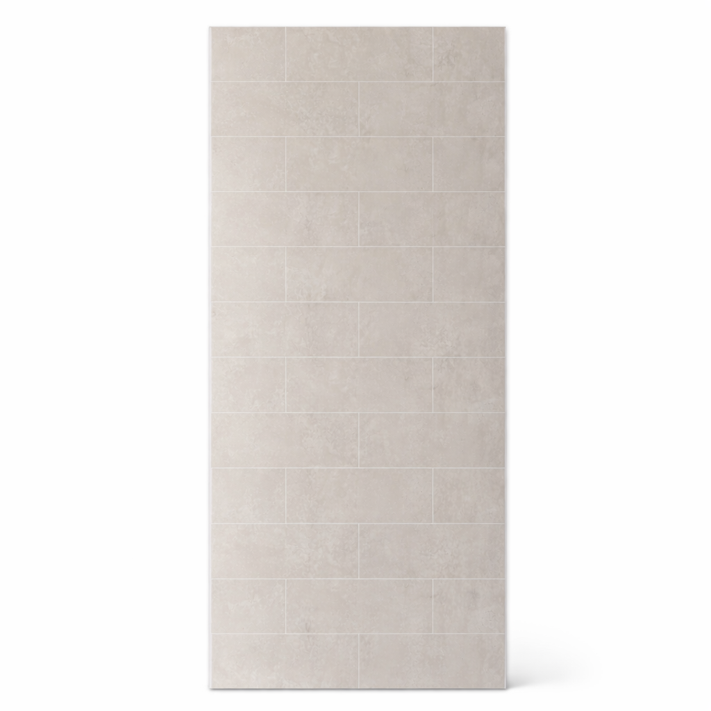 BRITWALL PVC Shower Panels Pack of 3 Light Grey Brick Waterproof Bathroom Wall Cladding 2400x1000x10mm Matt Finish
