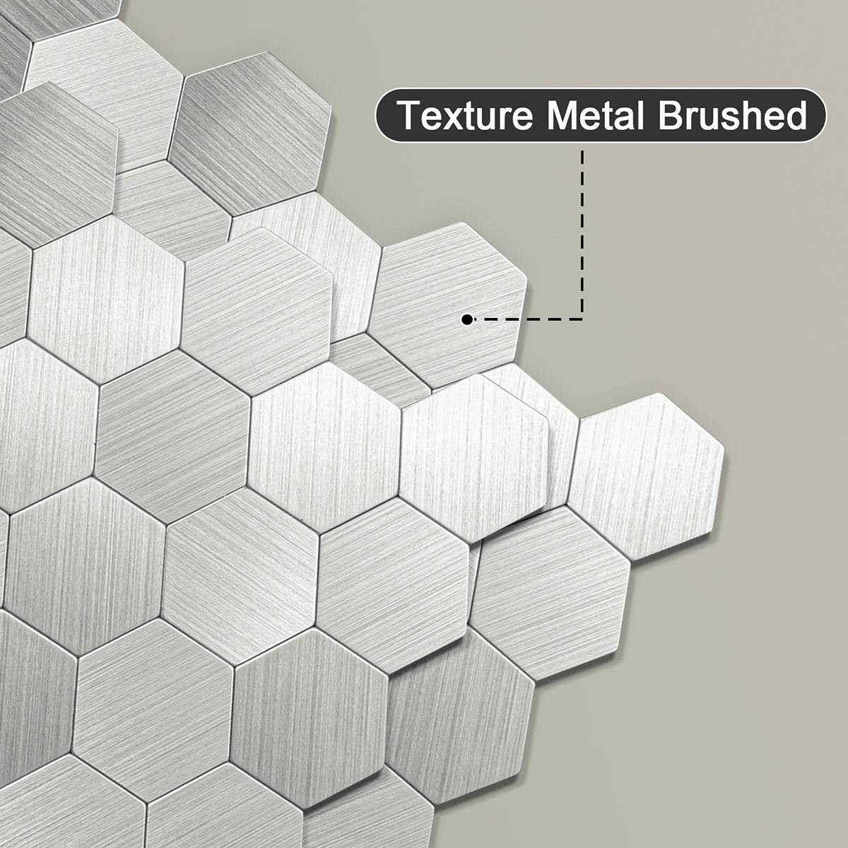 Pack of 4, Large HexaStyle Aluminum Peel & Stick Tile Size:290 x 288 x 4 mm