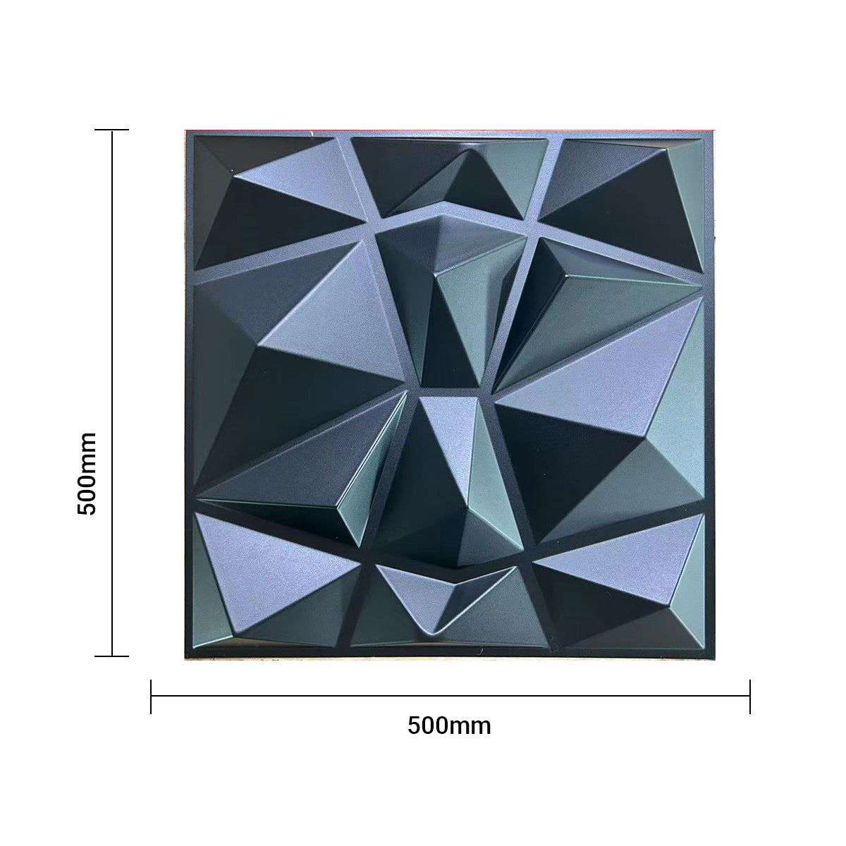 Pack of 4, 3D PVC Wall Panel – Faceted Diamond Design | Black | 500 x 500 mm | Waterproof & Lightweight