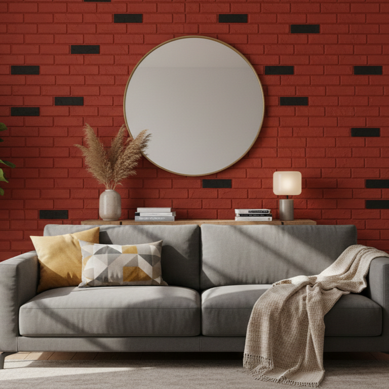 Red Brick style pattern Hard PU Wall Panel.  Size: 1160 x 300 x 25 mm Pack of 2