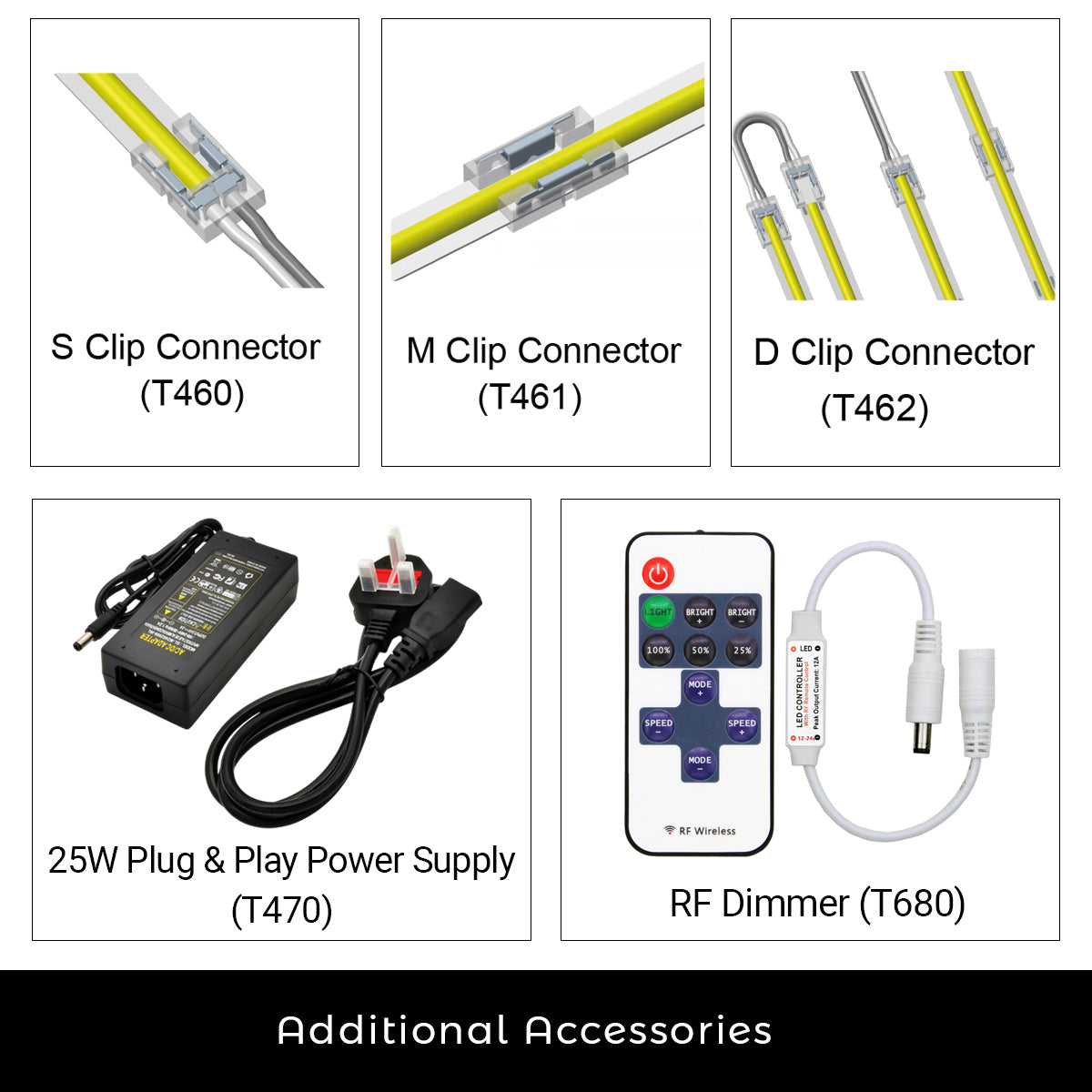 Ener-J COB LED Strip Light Kit 5m 24V 3000K 480 LEDs Per Metre Dimmable UK Plug