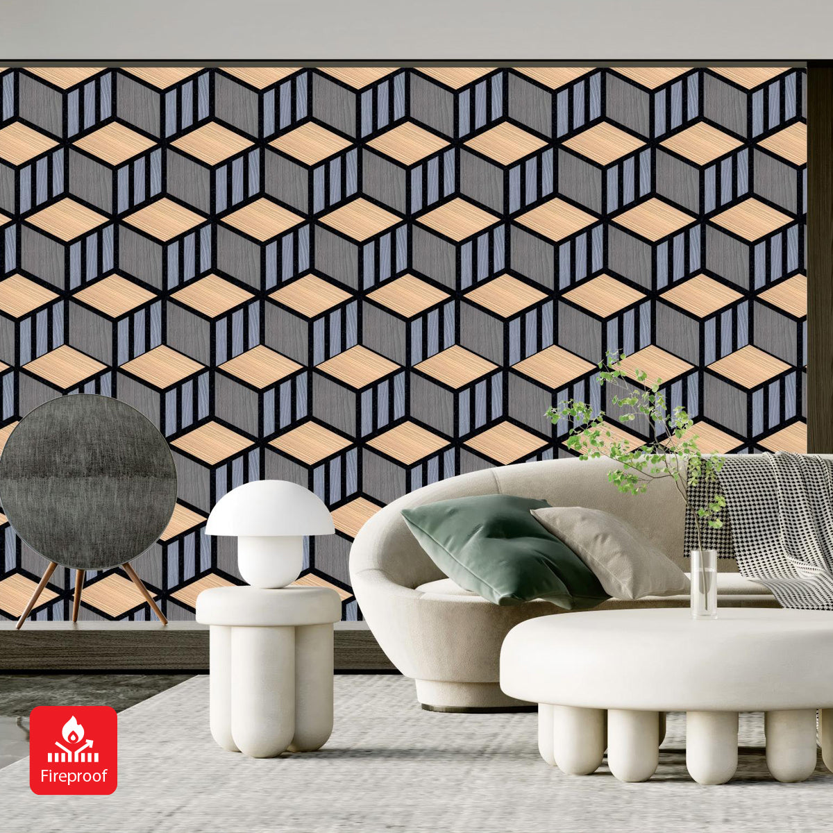 HexaCube Acoustic Wall Panel - PET + MDF | 685 x 740 x 17 mm | Soundproofing with Modern 3D Design - Pack of 4
