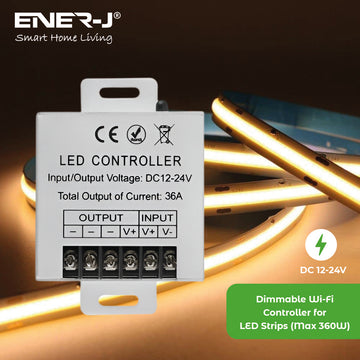 12V/24V Dimmable WiFi Controller for LED Strips, Max 360W