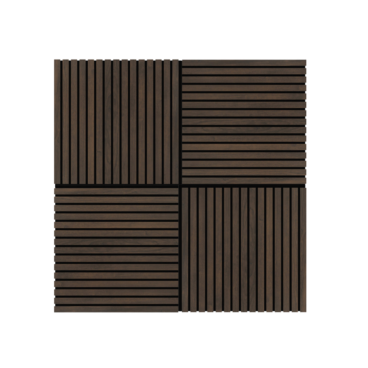 Britwall QuadraLine Acoustic Wall Panel Walnut Oak Noise Reducing Slatted Interior Panel 600x600mm Packo f 2 - Pack of 2