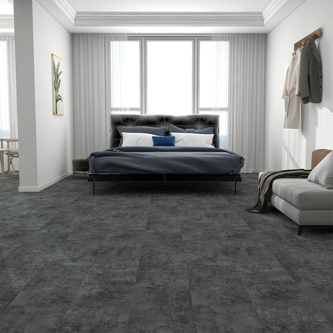 Britwall Pack of 10 Anthracite Marble SPC Tile Flooring 620 x 310mm – 1.95m² Coverage Waterproof Click Lock Vinyl Tiles with IXPE Underlay