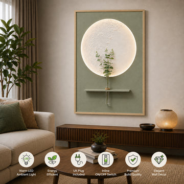 Britwall LED Wall Art Luxe Floral Vase Illuminated Canvas 83x123cm with UK Plug & ON Off Switch