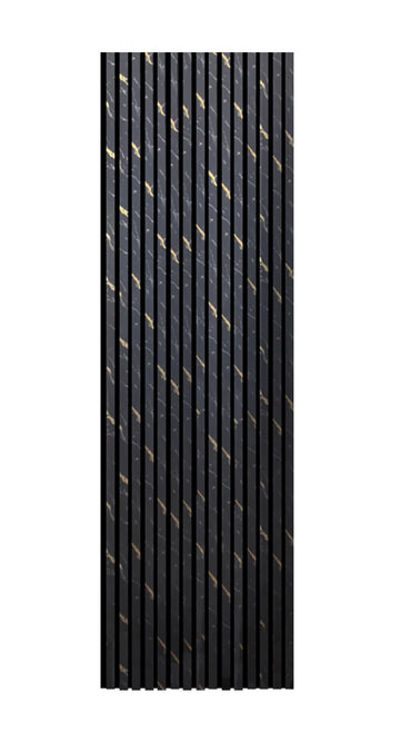 BRITWALL Linear Acoustic Wall Panel, 2400x600x21mm (Pack of 2) – Black Gold Marble Design