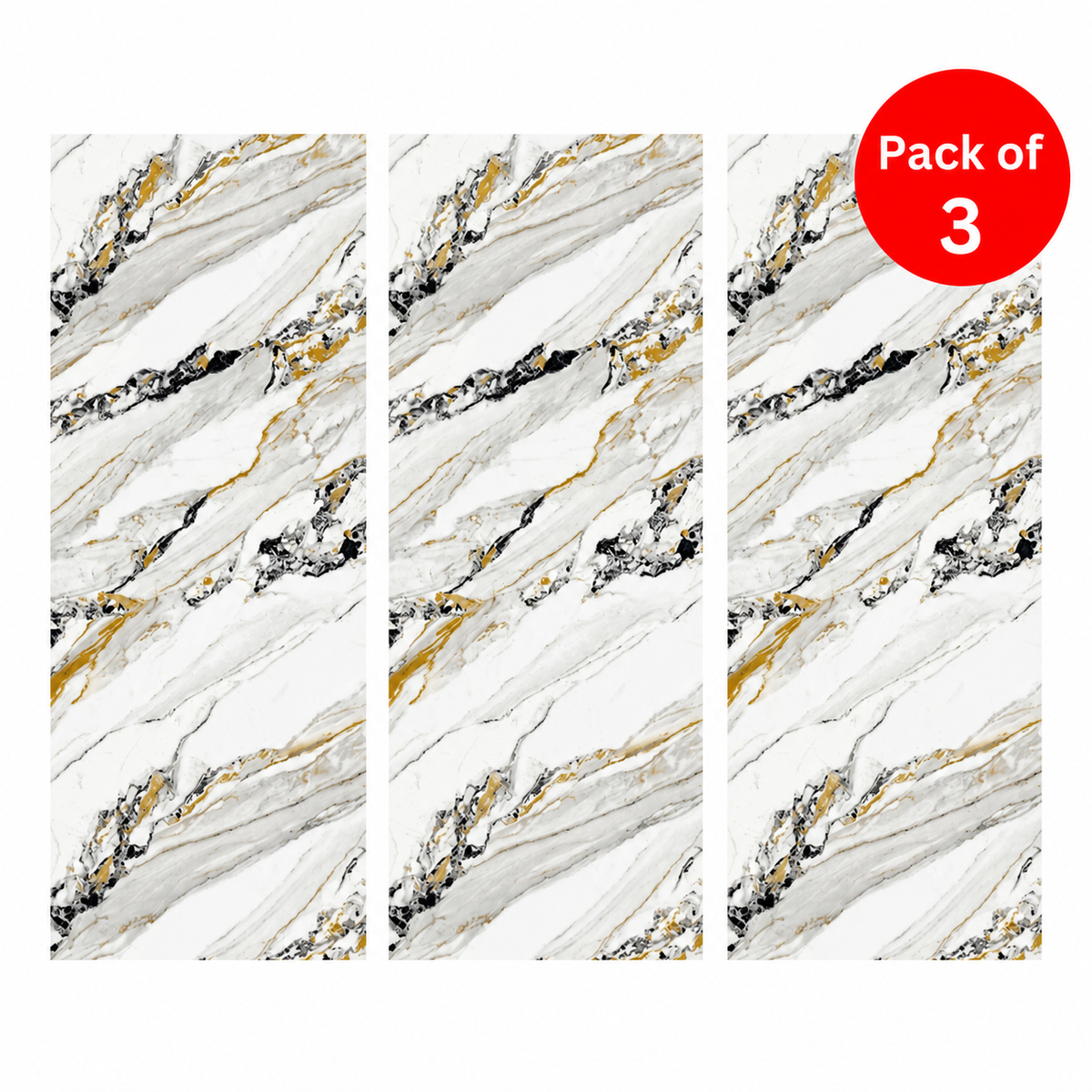 Britwall SPC Wall Panel Waterproof Calacatta Oro Luxe Gloss Tongue & Groove Gold Vein Cladding 2400x1200x4mm Pack of 3