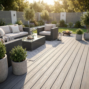 3D Embossed Composite Decking 4000 x 148 x 21 mm Slip Resistant – Light Grey